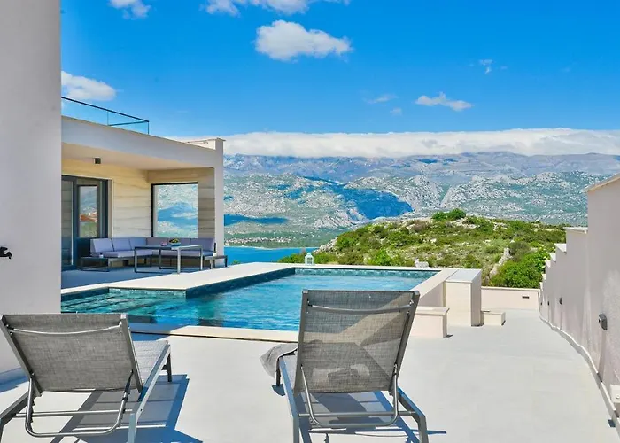 Villa Zariva With Pool And Panoramic Mountain And Vinjerac